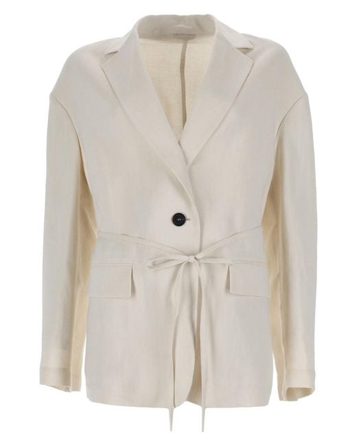 Brunello Cucinelli White Belted Jacket