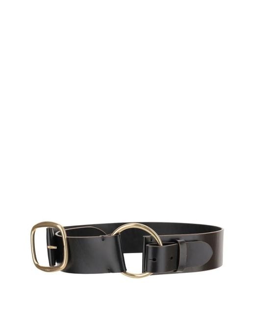 Chloé White Anita Leather Belt With Ring