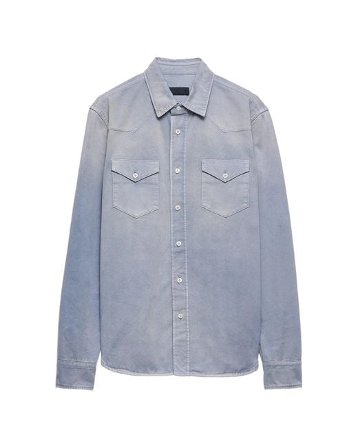 Prada Blue Gabardine Shirt for men