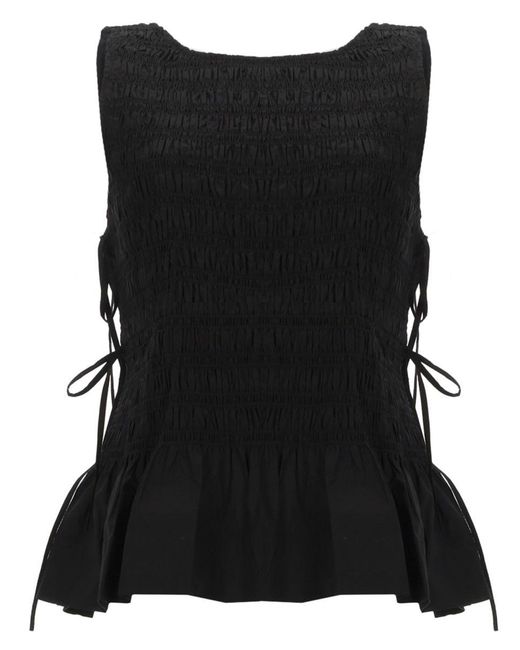 Women's Black Top "Smock" Con Lacci