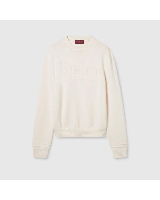 Gucci White Ribbed Wool Sweater