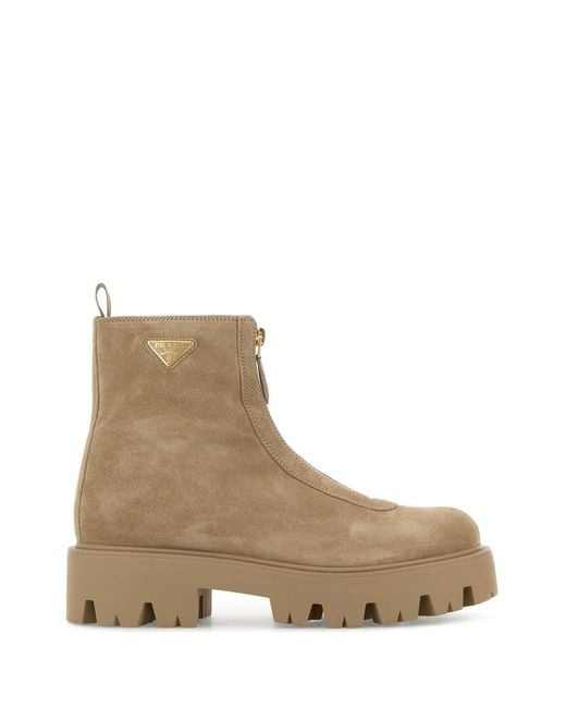 Prada Brown Round Toe Boot