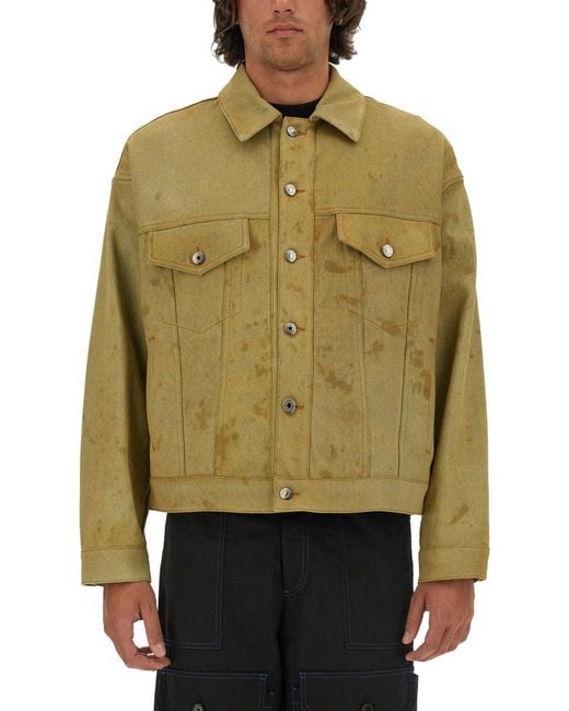 MSGM Green Denim Jacket Dyed for men