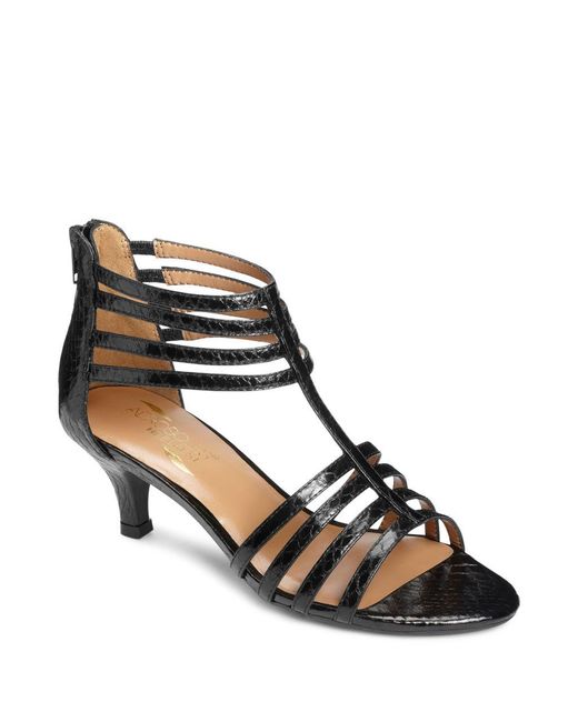 Aerosoles Limeade T-strap Kitten Heel Sandals in Black | Lyst