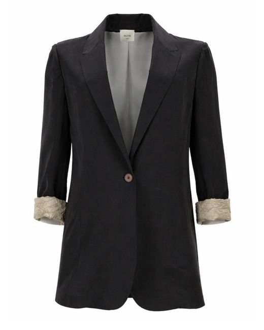 Alysi Black Silk Blazer