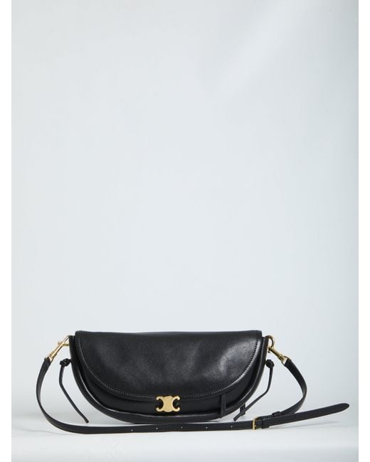 Céline White Halfmoon Soft Triomphe Bag Small