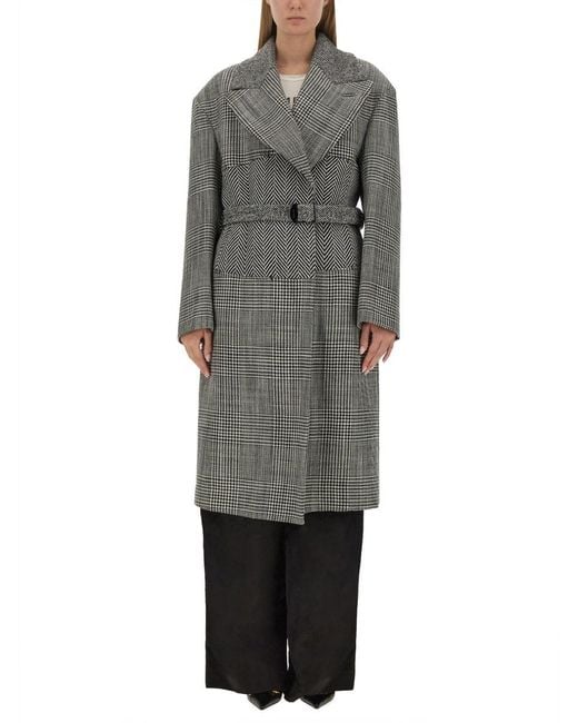 Tom Ford Gray Wool Patchwork Coat