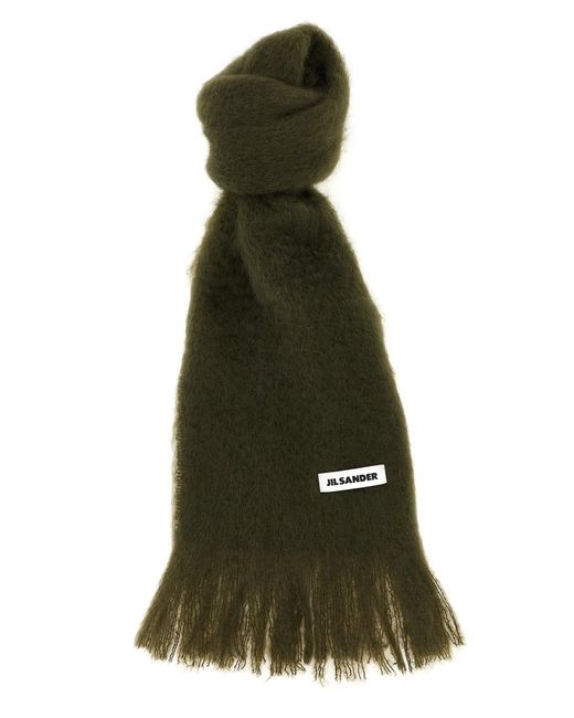 Jil Sander Green Wool Scarf