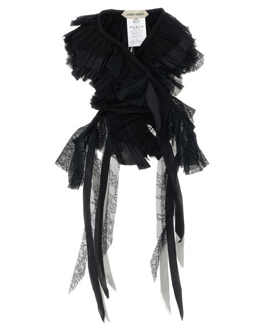 Women's Black Georgette Collar