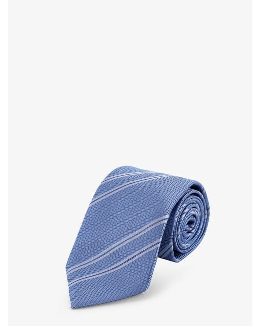 Blue Silk Tie With Regimental Motif