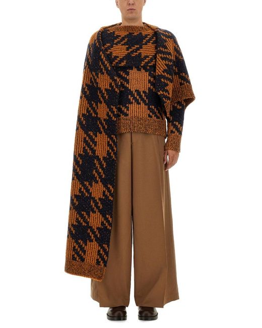 Dries Van Noten Brown Wool Scarf for men