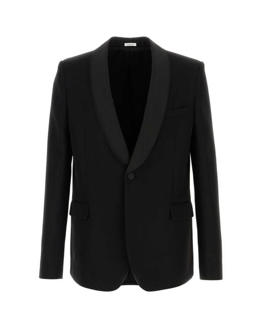 McQueen Black Wool Blazer for men