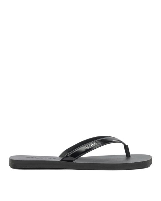 Prada White Leather Flip Flops Sandals