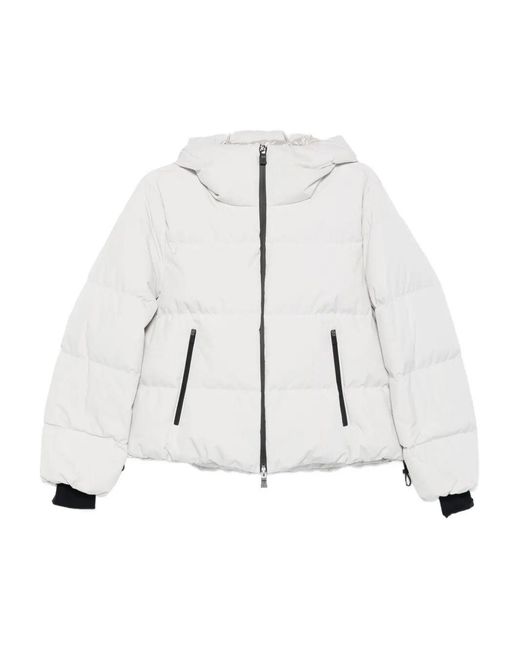 Herno White Hooded Quilted Jacket