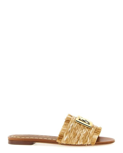 Dolce & Gabbana Metallic Raffia Braid Slides