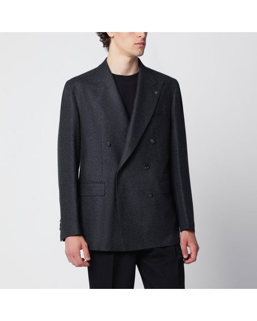 Tagliatore Black Anthracite Doublebreasted Jacket for men