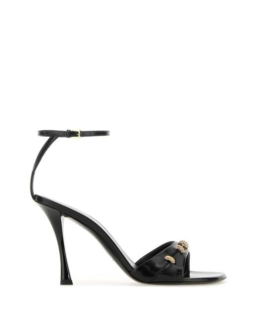Givenchy Black Leather Stitch Sandals