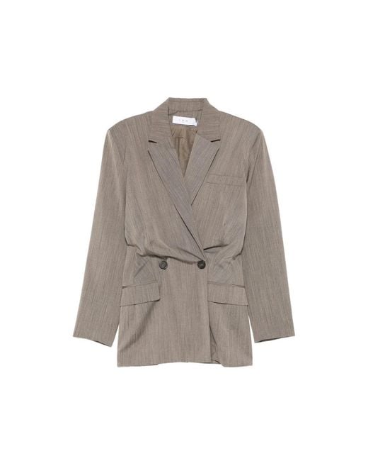 Women's Gray Jacket Double-Breasted Pinstripe