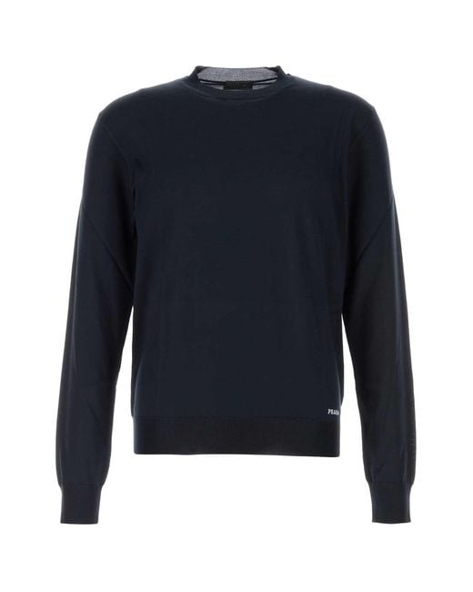 Prada Blue Silk Sweater for men