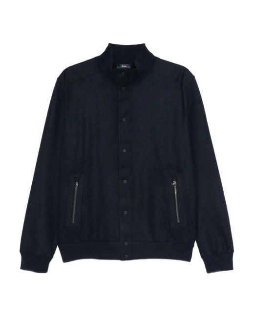 Herno Blue Double-Face Bomber Sweatshirt for men