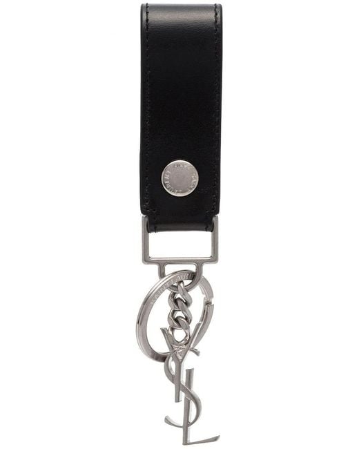 Saint Laurent Black Monogram Keyring for men