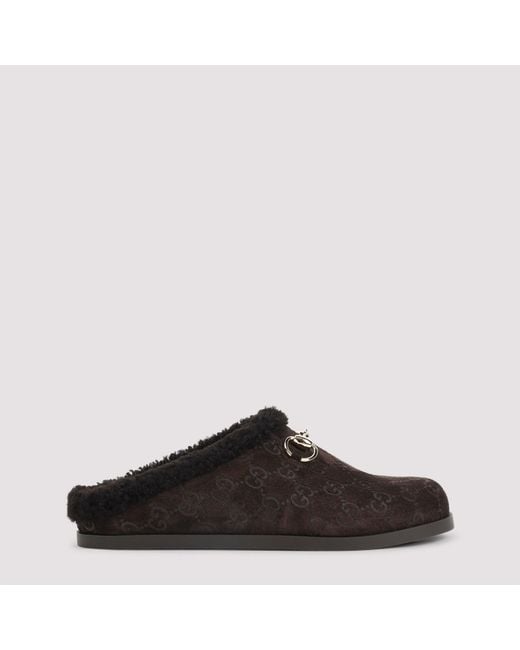 Gucci Brown Suede Leather Mules