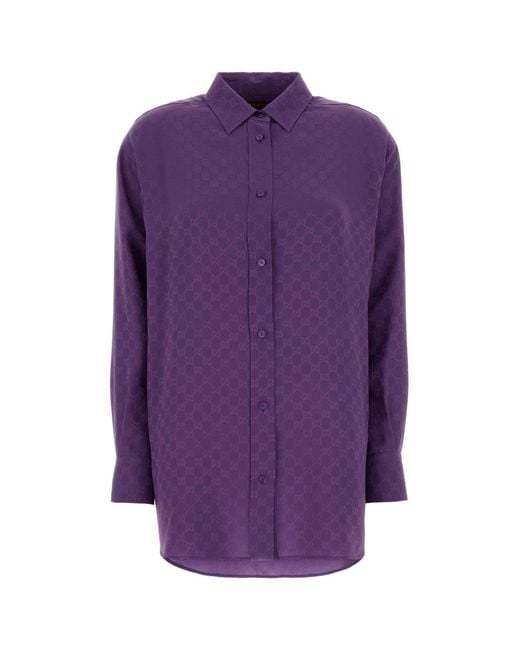 Gucci Purple Gg Silk Shirt