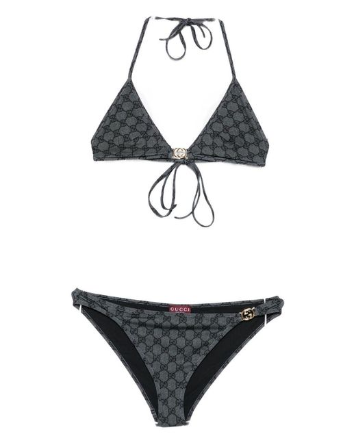 Gucci White Gg Triangle Bikini Set