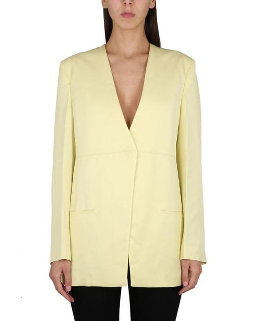 Jil Sander Natural V-Neck Jacket With Back Slit For