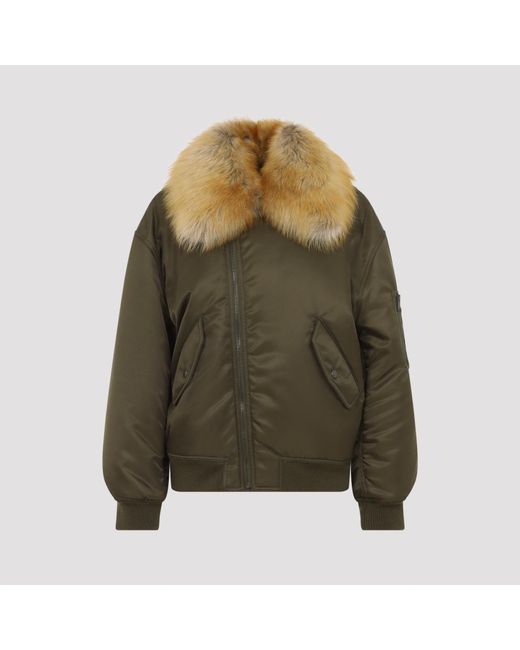 Saint Laurent Green Shearling Bomber