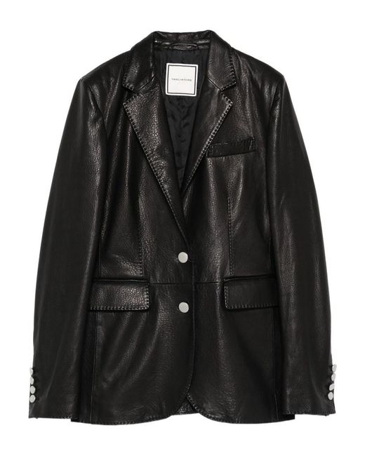 Tagliatore Black Solid Notched Lapel Blazer