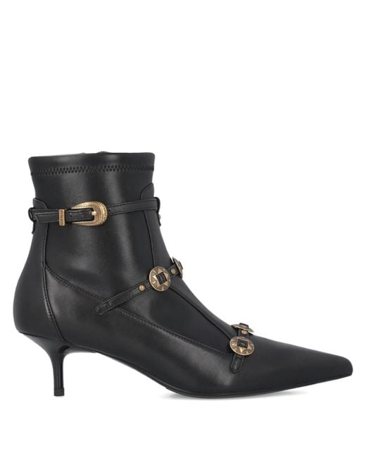 Pinko Black Ankle Boots With Buckle And-Tone Details