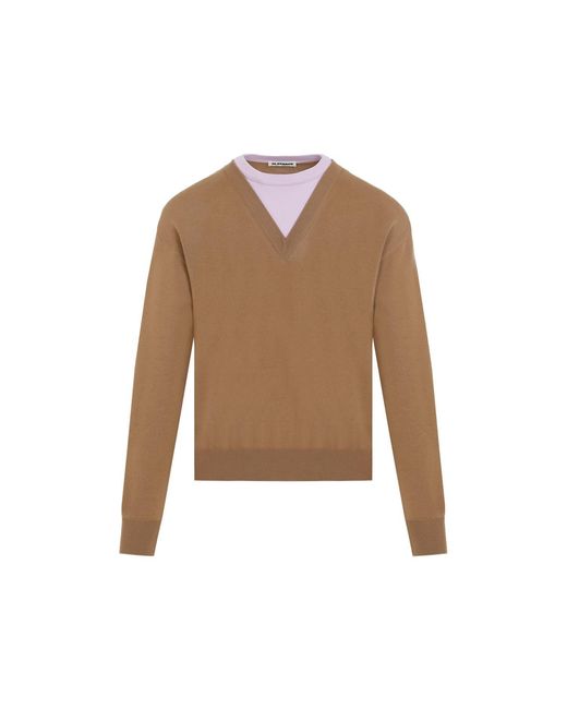 Jil Sander Brown Stylish Pullover Sweater For for men