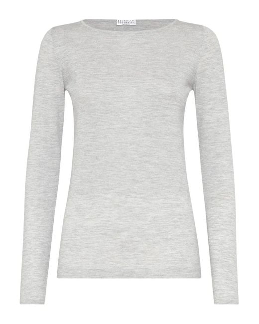 Brunello Cucinelli White Leggerissimo Pullover