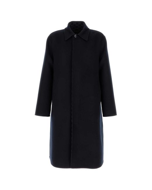 Gucci Black Solid Wool Coat for men