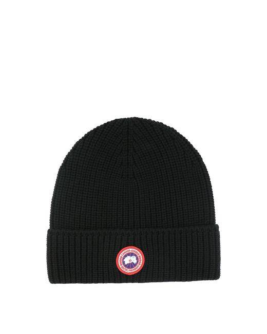 Canada Goose Black Ribbed "Toque" Beanie for men