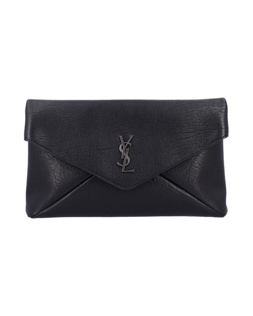 Saint Laurent Black Lambskin Cassandre Large Pouch for men