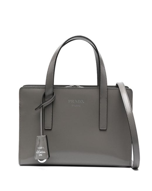 Prada Gray Re-Edition 1995 Mini Brushed Leather Bag