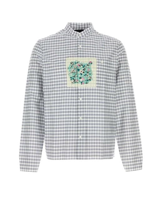 Prada Gray Regular Check Shirt for men