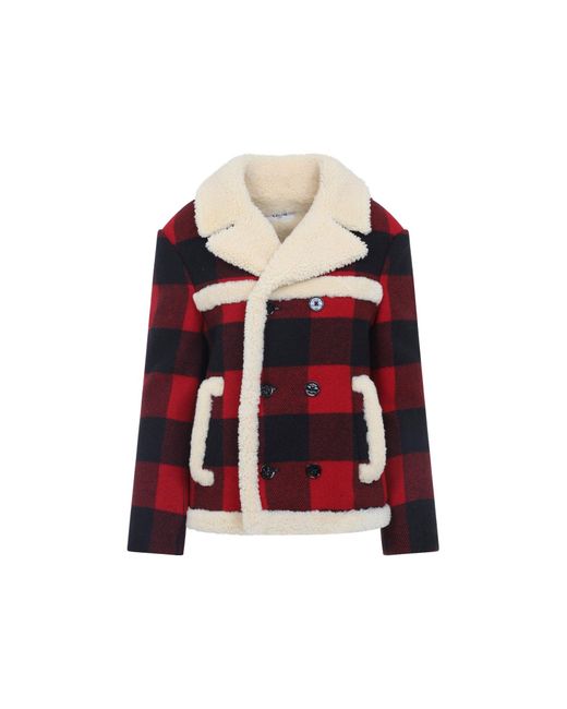 Céline Red Caban Shearling Jacket