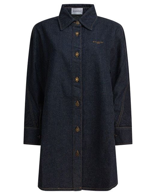Givenchy Blue Denim Shirt With Embroidery