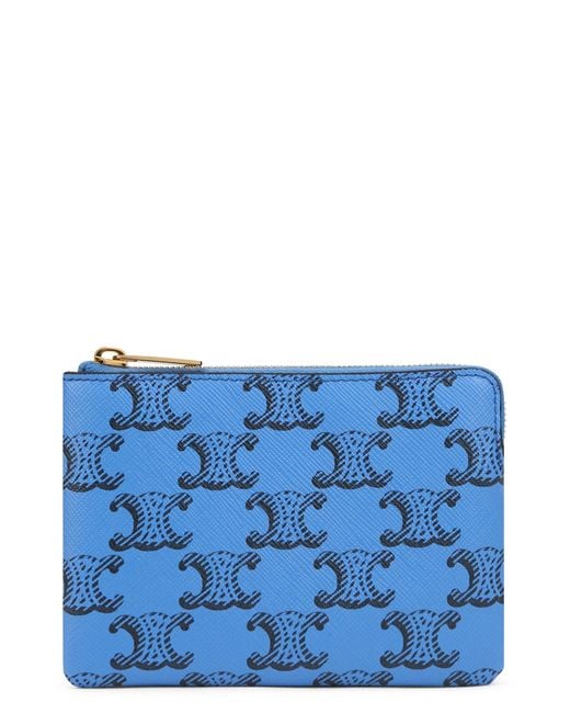Women's Blue Mini Triomphe Fabric Wallet