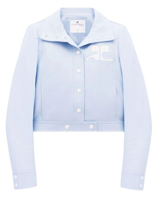 Courreges Blue Structured Cropped Jacket