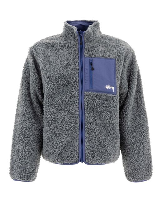 Stussy Blue "Sherpa" Reversible Jacket for men
