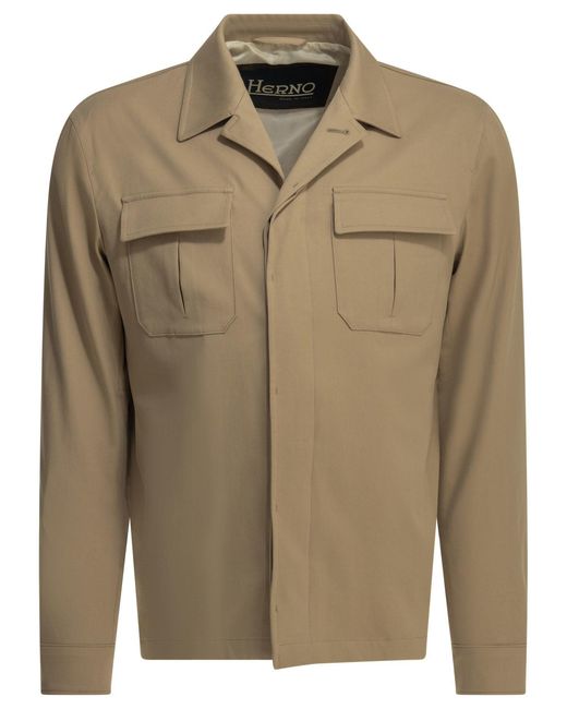 Herno Green Cotton Overshirt Jacket