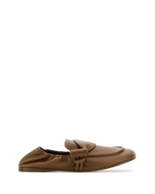 Loewe Brown Leather Toggle Loafers