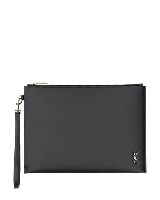 Saint Laurent Gray Tablet Holder "Tiny Cassandras" Small for men