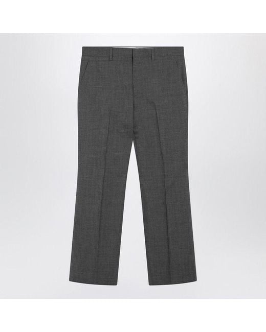 Prada Gray Flared Wool Trousers for men