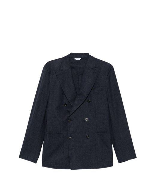 Boglioli Blue Wool Double-Breasted Jacket for men