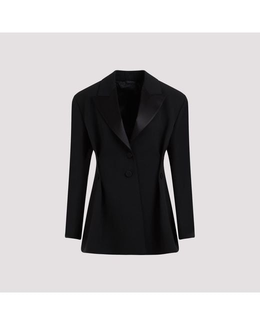 Givenchy Black Elegant Virgin Wool Jacket With Peak Lapels For